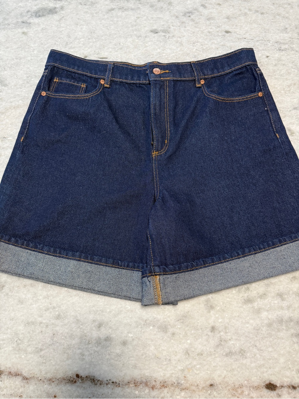 NWT LOFT Dark Blue Denim Cuffed Jean Shorts